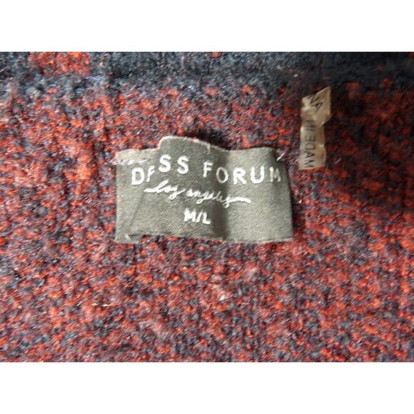 Dress Forum Cardigan Long Duster M/L Buffalo Plaid Red Black Duster Fuzzy Knit - Picture 6 of 11